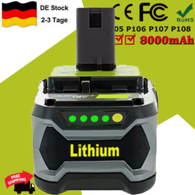 8,0Ah Original 18V Akku für RYOBI One Plus Lithium RB18L50 P108 P104 Batterie DE