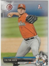 2017 Bowman Draft - COLTON HOCK - 1ST BOWMAN #BD-196 - Miami Marlins