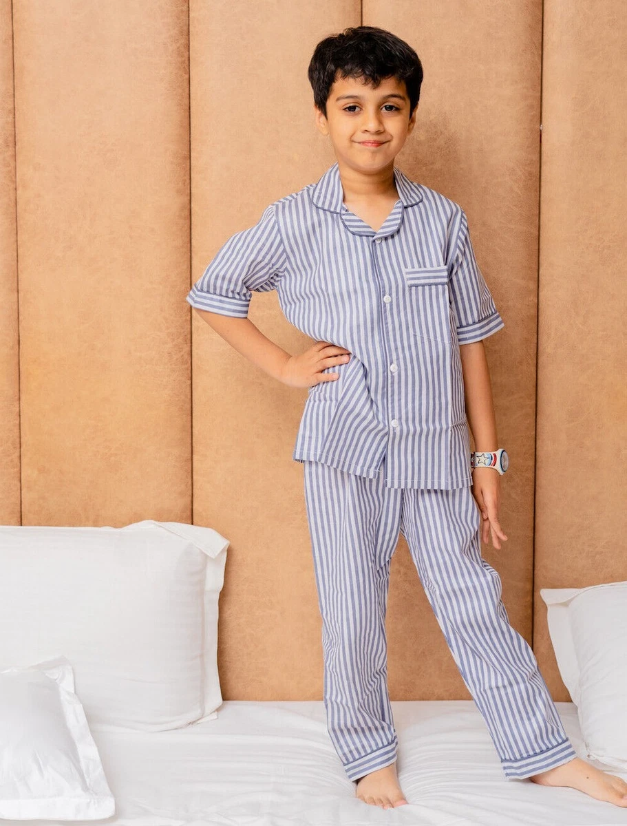 Classic Stripes Pajama Shirt Matching Set 2 pcs Cotton Boys