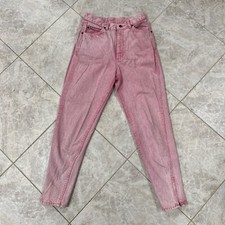 Lee Rare Vintage Women s Pink High Waisted Jeans - Size 11 Long 28.5 x29 Zip Leg