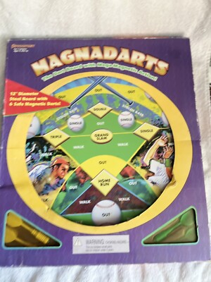 Magnetic Darts Magnadarts Baseball Steel Board Pressman 1999 6 Darts Vintage New