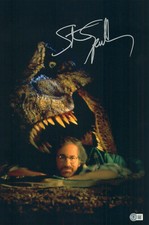 STEVEN SPIELBERG SIGNED AUTOGRAPH JURASSIC PARK 12X18 PHOTO POSTER BECKETT BAS