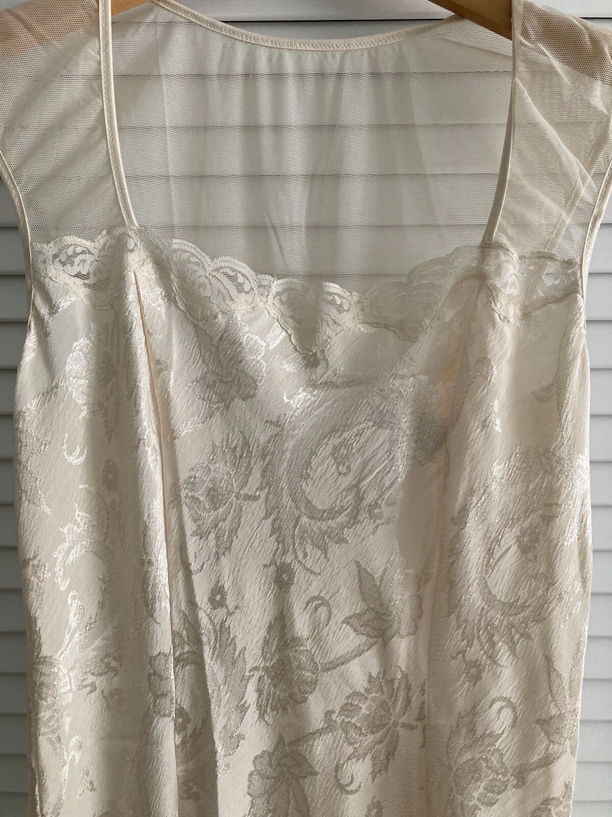 UNDERCOVER Victoria's Secret camicia da notte lunga trasparente raso spacco abito slip champagne PICCOLO