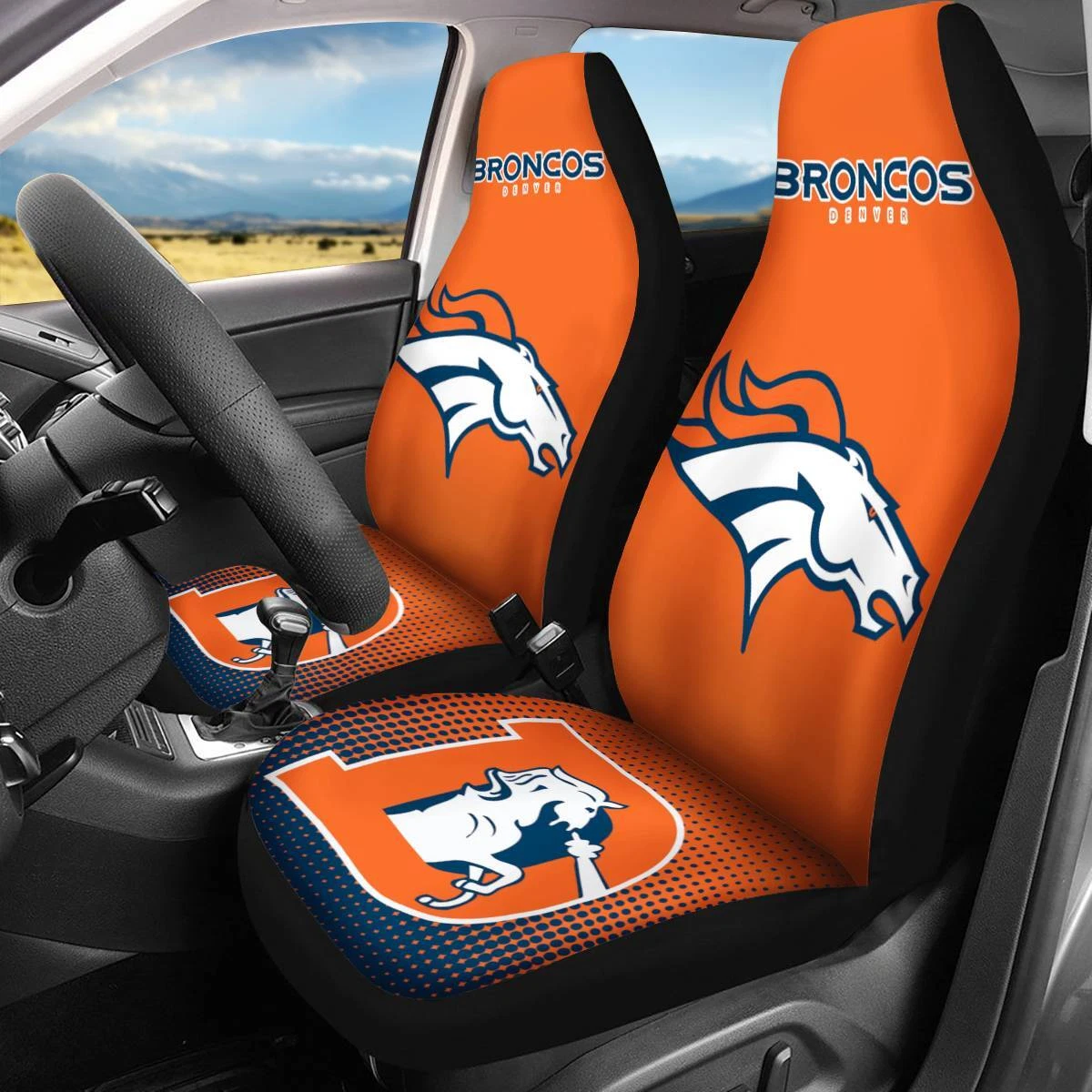 Car Seat Cover Seat Protector 2Pc for Denver Broncos