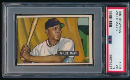 1951 Bowman #305 Willie Mays Rookie Card New York Giants PSA 3 VG