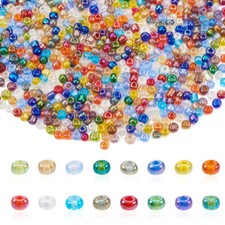 10000pcs/450g Transparent Glass Tiny Beads Round Rainbow Loose Beads Craft 3mm
