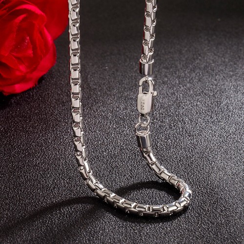 925 Sterling Silver 5mm Box Chain Necklace 18" 20" 22" 24" 26" for Men & Women - Picture 4 of 7