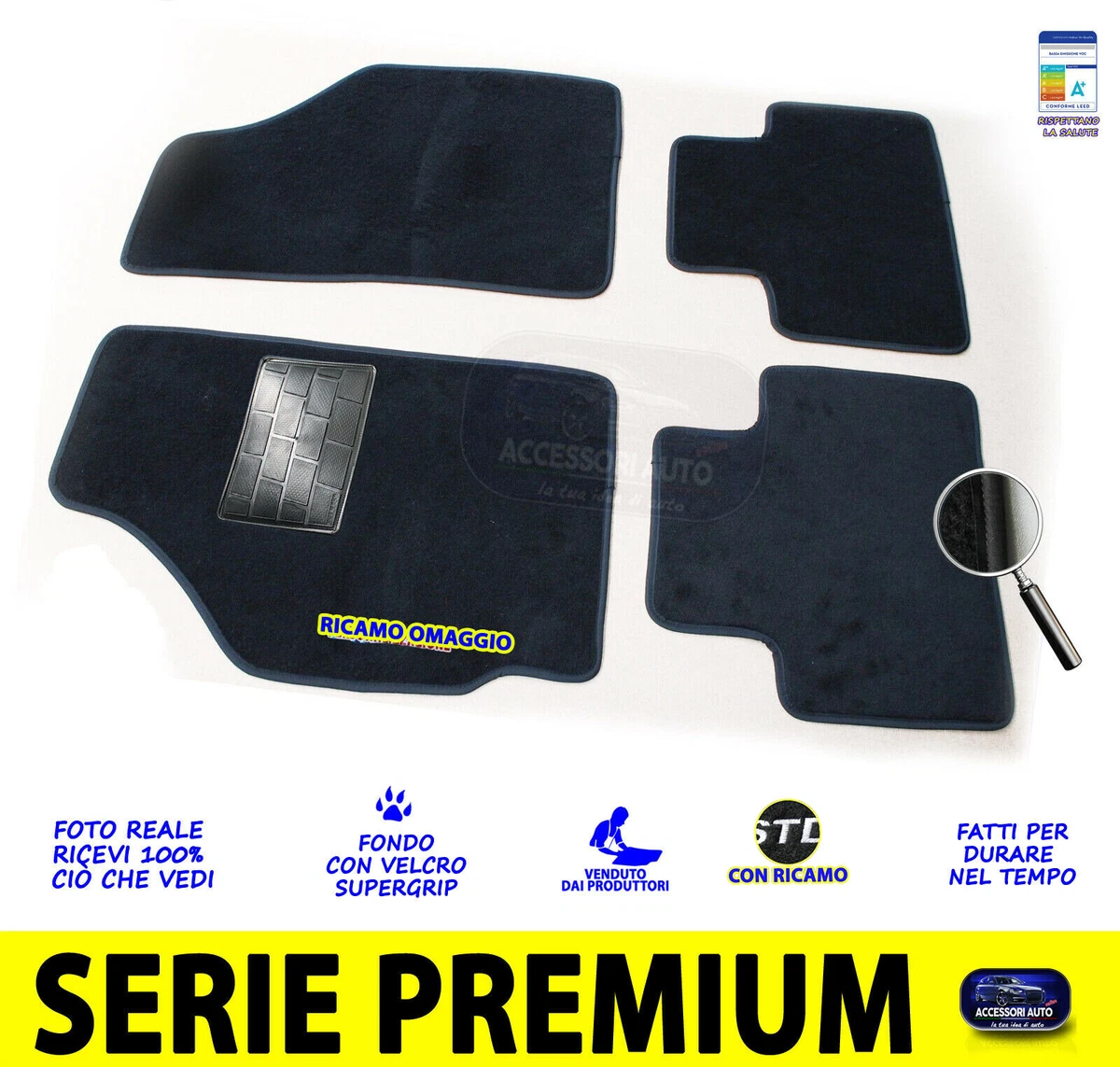 Tappetini per Fiat Punto 188 2003 - 2010 | Kovvar DuoGrip Gomma