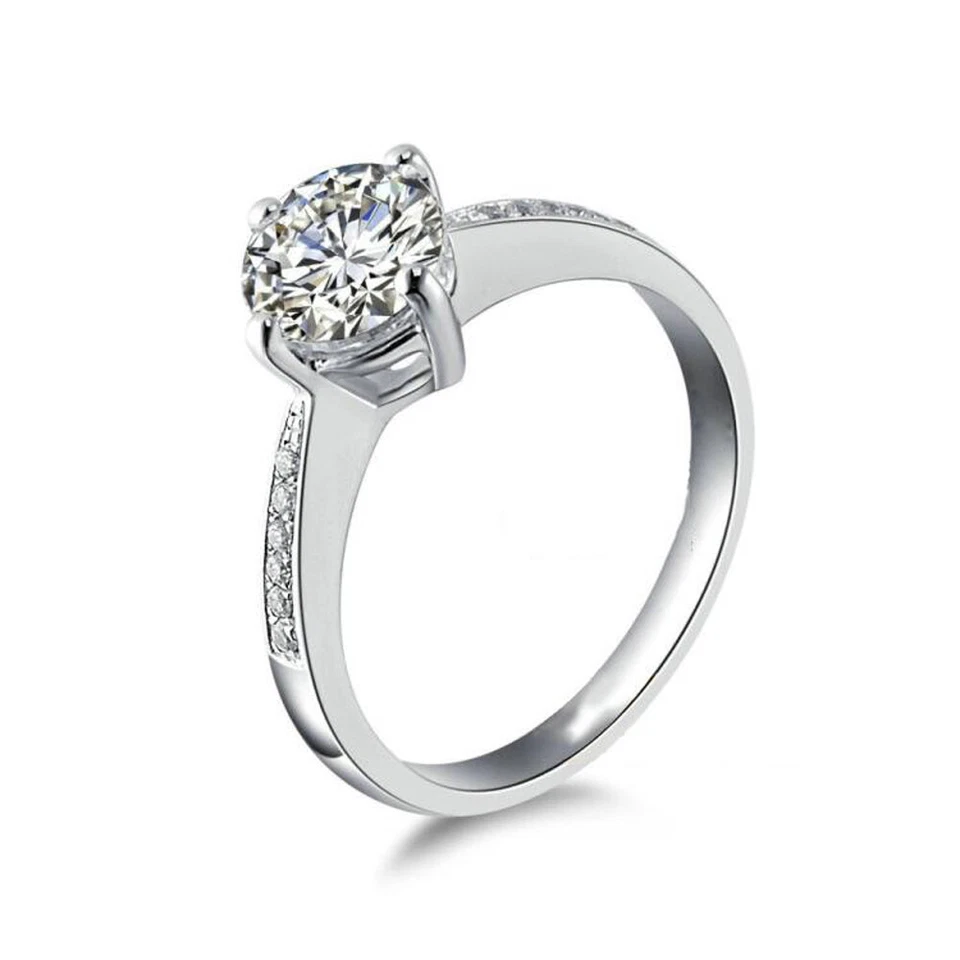 GIA Certified 1.50 Carat Diamond Engagement Ring Round Cut 14k White Gold - Изображение 2 из 3