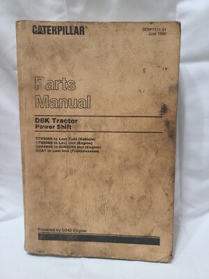 CAT ~ Caterpillar D8K Tractor Power Shift ~ Parts Manual/ Book           Used