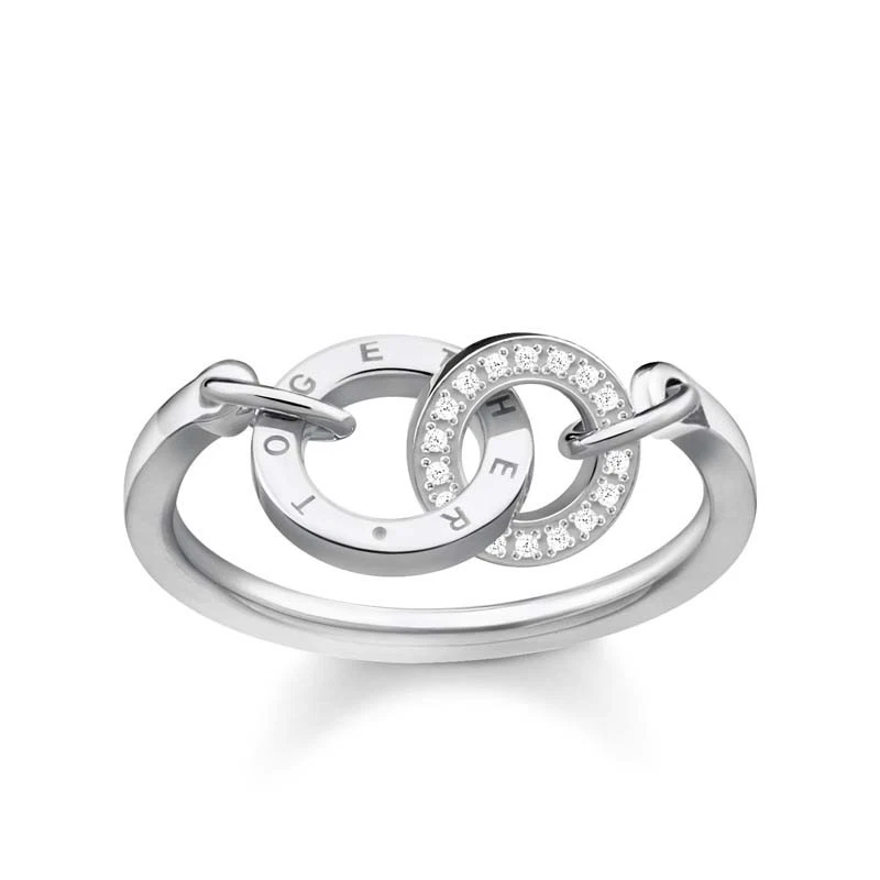 Genuine Thomas Sabo 30 Ring Silver Together Heart Ring Size 56 TR2141C RRP 179