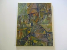 GERALD PAYNE ROWLES PAINTING VINTAGE ABSTRACT CUBIST CUBISM MODERNISM LARGE