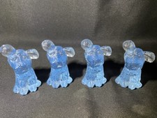 glass animal set lot aqua blue dog shih tzu Lhasa Apso paperweight solid terrier