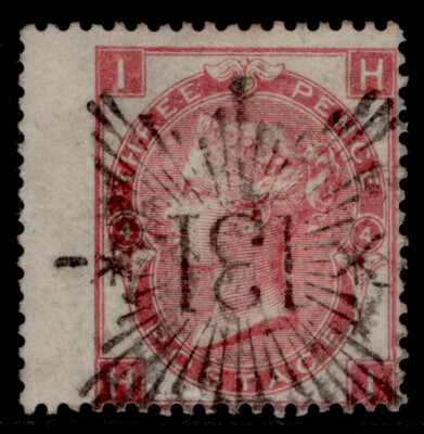 GB QV SG92b 3d rose plate 4 WMK EMBLEMS, FU Cat £250 BRUNSWICK STAR. THICK PAPER
