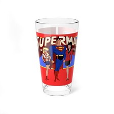 Superman Animated Mixing Glass, 16oz, Superhero Fan Gift, Comics Geek