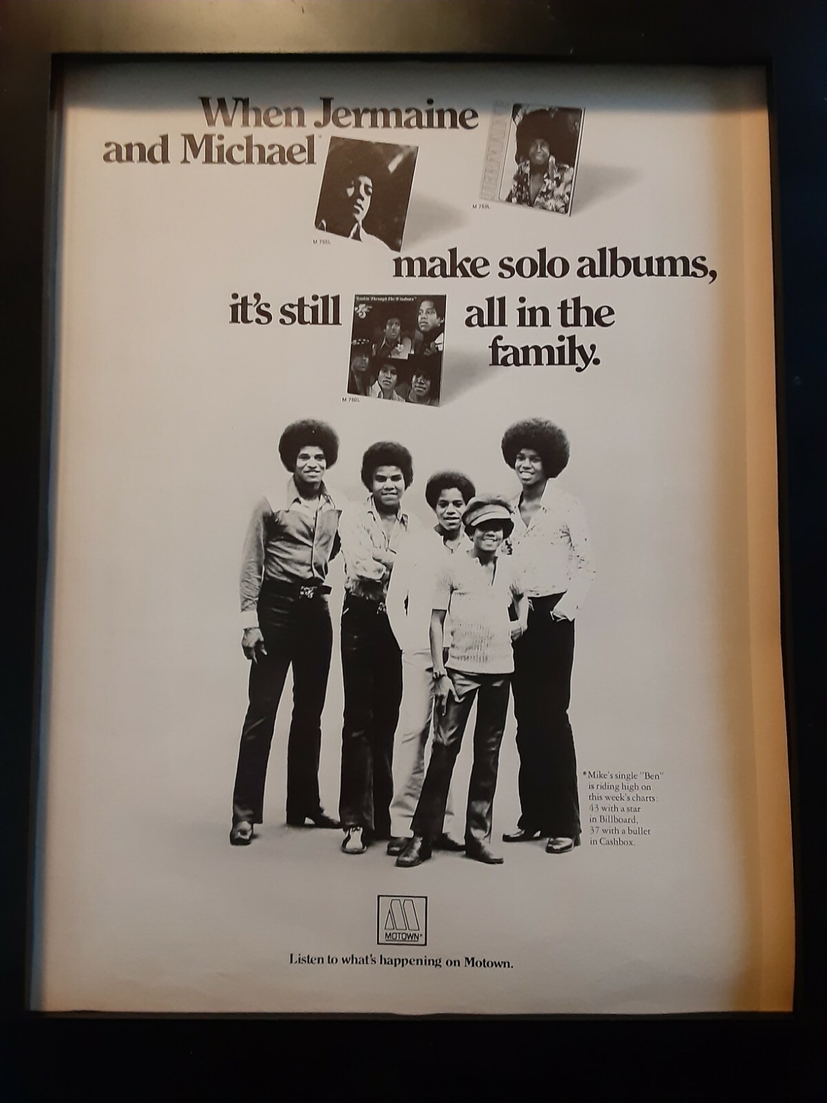 Jackson 5 Michael Jackson Rare Original Motown Records Promo Poster Ad Framed! eBay