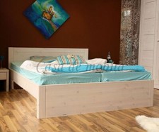 Massivholz Doppelbett 200x200cm Kiefer massiv weiß lasiert Bettgestell Holz Bett