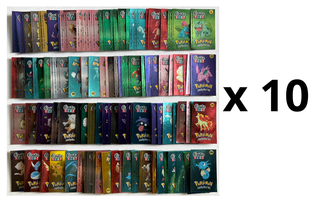 x10 MASTER SET - 2024 POKEMON Costa Kids Reedition 151/151 Stickers - #SBF24