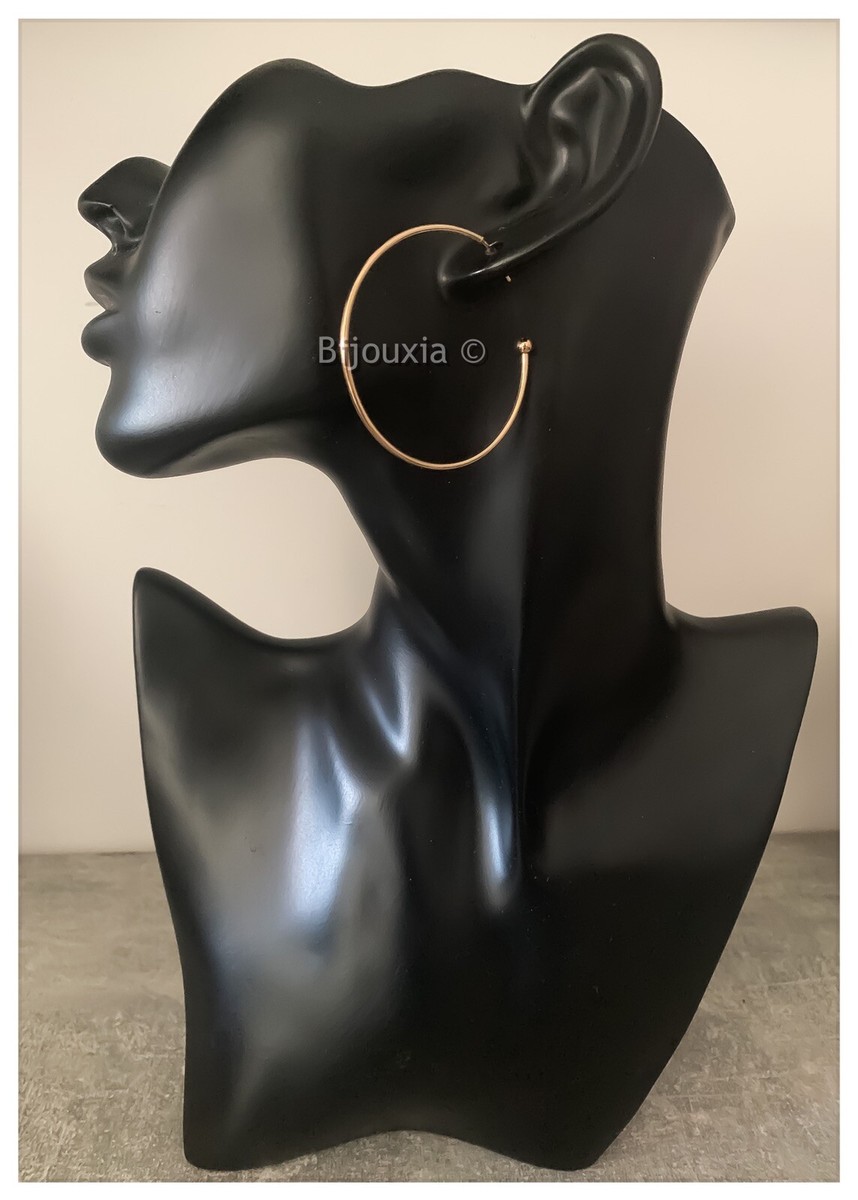 Boucles D'oreilles Créoles Ouvertes Plaqué Or 18 Carats - Marque Bijouxia - Neuf
