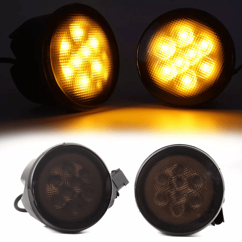 Front Amber LED Turn Signal Lights for Jeep Wrangler JK 2007-2018 (Smoke Lens) - Foto 2 di 10