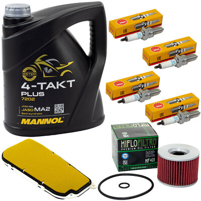 Wartung für Kawasaki ZZR 1100 1990-1992 Set Öl 4L Luftfilter Ölfilter Zündkerzen