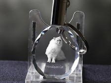 Himalayan Cat, Cat Crystal Round Keyring, High Quality, Crystal Animals UK