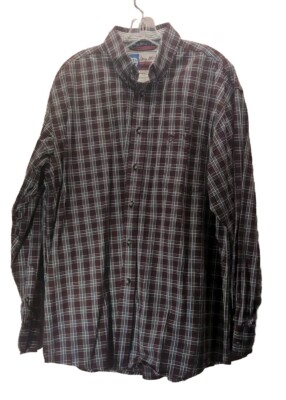 george strait shirt xl Wrangler Cowboy Cut Button Down Maroon Blue Plaid