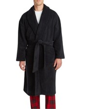 NWT Nautica Men's Plush Robe Black - One Size Fits All-S-M-L-XL