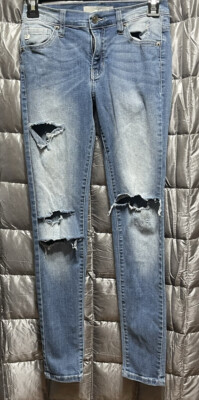 KANCAN WOMENS SKINNY JEANS LIGHT BLUE SIZE 25
