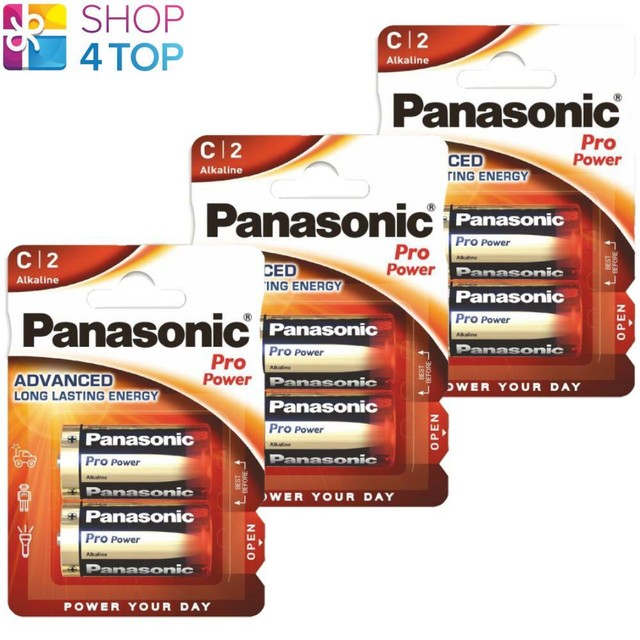 6 PANASONIC ALKALINE PRO POWER C LR14 BATTERIES 1.5V BABY R14 MN1400