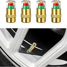 4PCS Car Tire Pressure Monitor Valve Stem Caps, 2.4Bar 36PSI 3 Color Brass