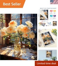 Charming Flower Paint by Number Kit - 16x20 Canvas for Creative Relaxation