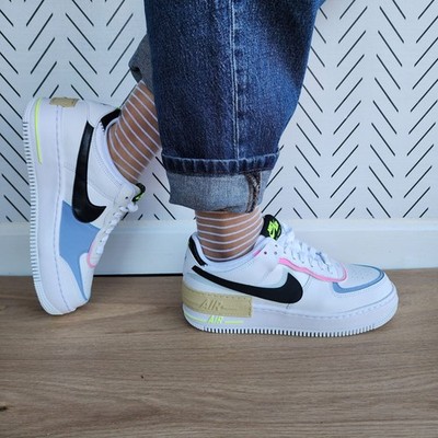  Nike Air Force 1 AF1 Shadow Sz 11 Women's Shoes White Blue Sneaker FJ0735-100