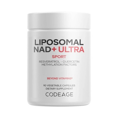 Codeage Liposomal NAD+ Ultra Sport - Resveratrol & Quercetin - 90 Veg Capsules