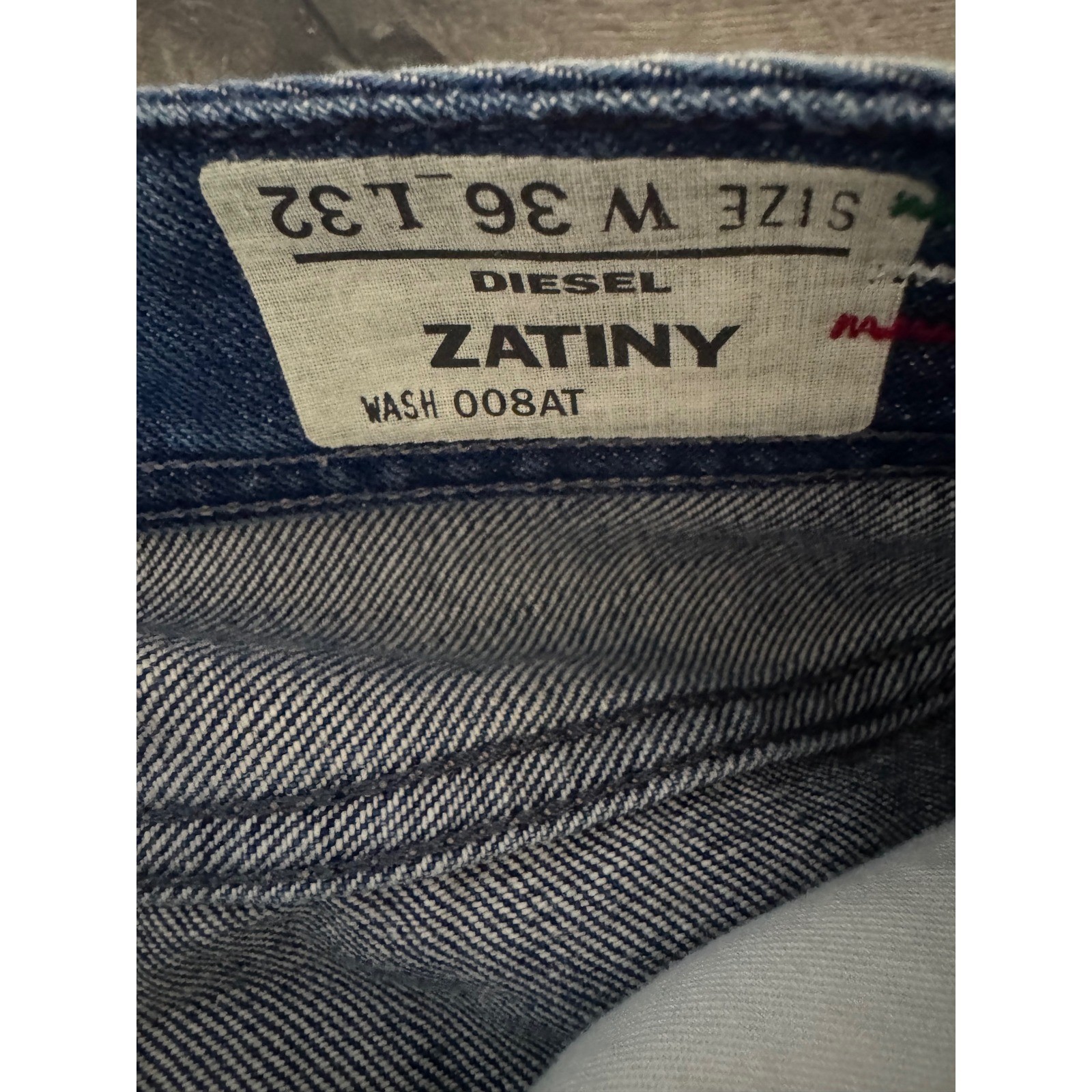 Diesel Zatiny 008AT Mens Bootcut Jeans Blue Wash 36x32 Made in Italy Button Fly image 7