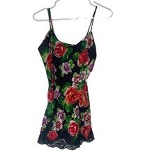 Victoria's Secret Vintage 90s Women Small Black Floral Lace Lingerie Cami Top