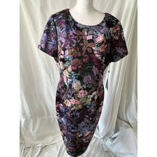 Adrianna Papell Garden of Eden Floral Sheath Dress Black Multi 16 AP1D103542