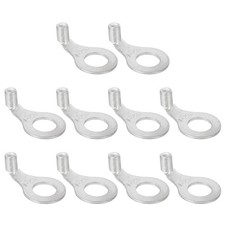 12 AWG - 1/4" Copper Wire Lugs, 90 Degree Bent Battery Lugs Silver, 10Pcs