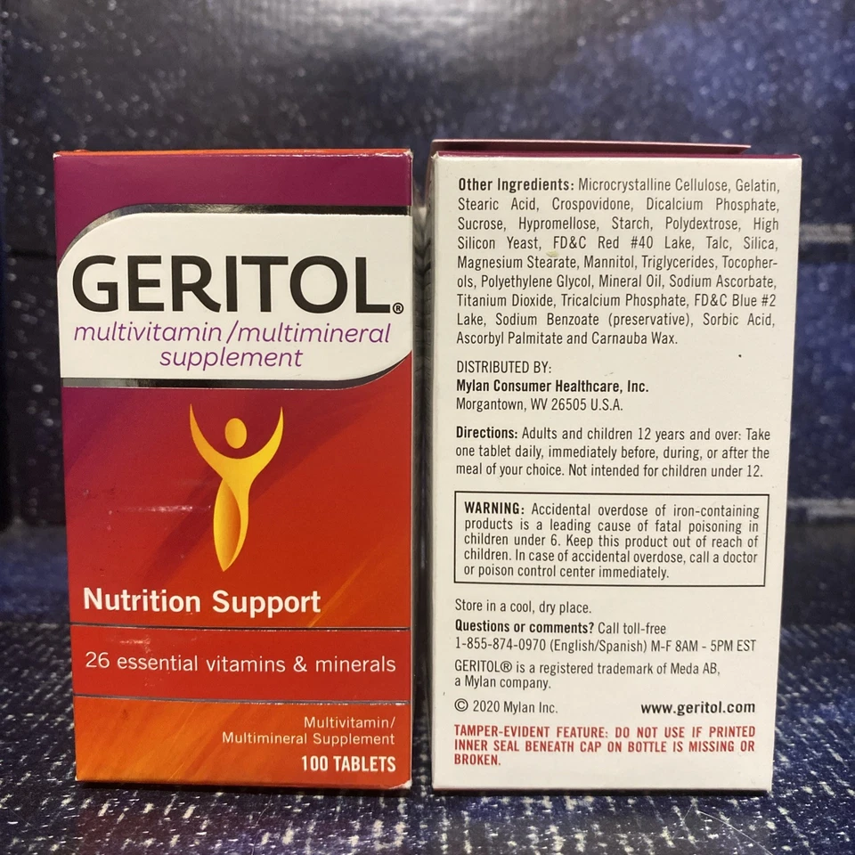 Pack de 2 Multivitaminas Geritol, Vitaminas Esenciales para Todos los Adultos, 100 Comprimidos Foto 3 de 4