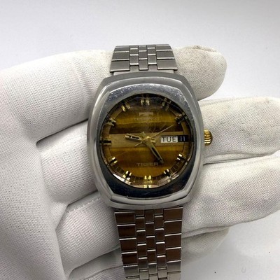 Tug vs Automatik Men s Tiger Eye Watch 25J Powered Crystal Glass Used