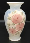 VTG. Fenton Opalescent Hand Painted Vase Rose Pattern Signed V. Gherke