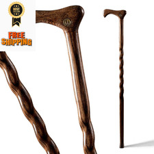 Brazos Handcrafted Wood Walking Cane, Twisted Oak, 37 Inch Pack of 1 , Brown