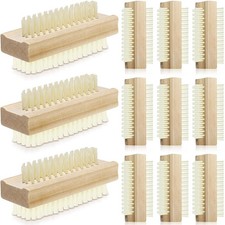 Patelai 12 Pack Wooden Nail Brush Bulk Two-sided Hand Fingernail white