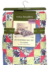 Vera Bradley Full/Queen 3 Piece Reversible Quilt Set 1 Quilt 2 Shams NEW