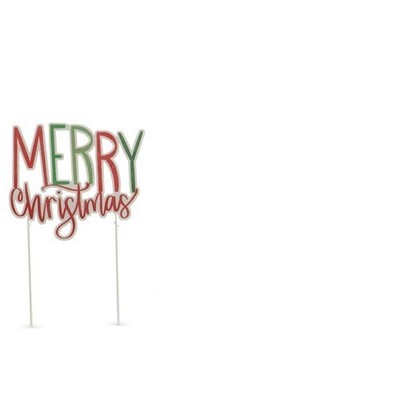 25.5'' MERRY CHRISTMAS HOLIDAY ADJUSTABLE YARD STAKE Christmas RAZ NEW 4550825