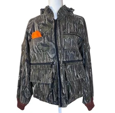 Vintage 10X Mens Medium NWTF Jacket Realtree Camo Hunting Insect Hood Seat Pad