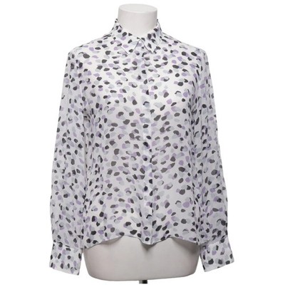 L.K. Bennett, Bluse, Größe: 38, Weiß/Lila/Grau/Schwarz, Acetat/Seide, Print #Y0T