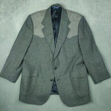 Pendleton Blazer Jacket Sz 48 Long Grey Sport Coat Wool Elbow Patch Rockabilly