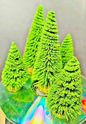 Kiefern Bäume Spur H0 / 1:87 - TT - N - Kunststoff Diorama Modellbau - 5 Stk.