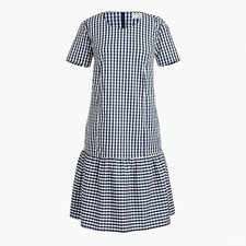 NWT J.Crew x Universal Standard Navy Gingham Check Dress sz S